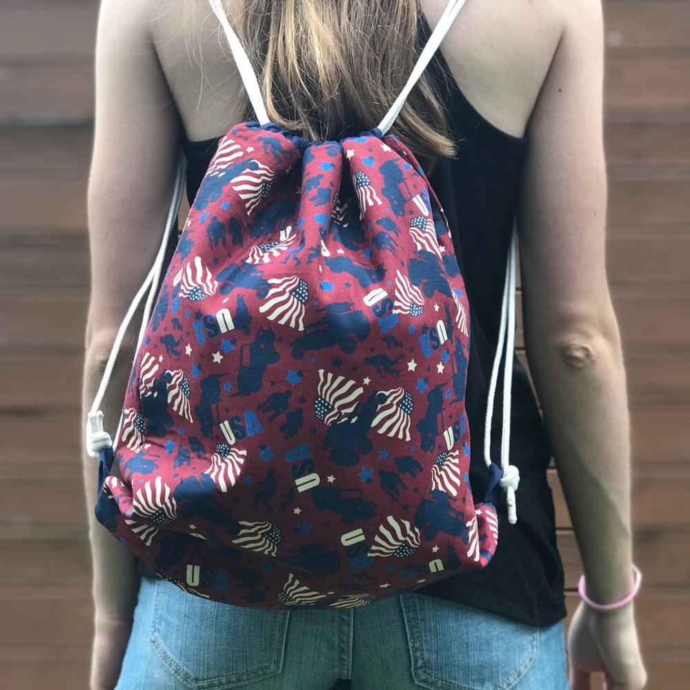 American Flag String Backpack (NWOT) - Picture 1 of 4